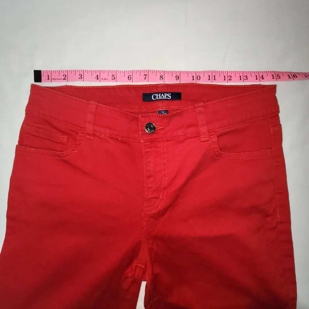 Chaps Mid-rise Stretch Red Women's Capri/Knee Length Jeans Size 4 - Picture 11 of 13
